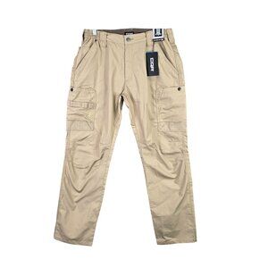 Mens CQR Brown Tactical Cargo Pants Durable Polyester Cotton Blend Size 34X32